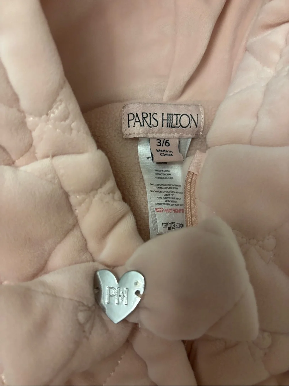 Paris Hilton Quilted Hooded Baby One-Piece in Light Pink